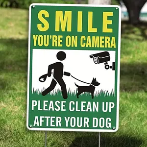 Smile You Are Being Recorded Sign 8x12 Inch Metal Warning Sign for Yard Garden Please Clean Up After Your Dog Sign, Gift, Decor
