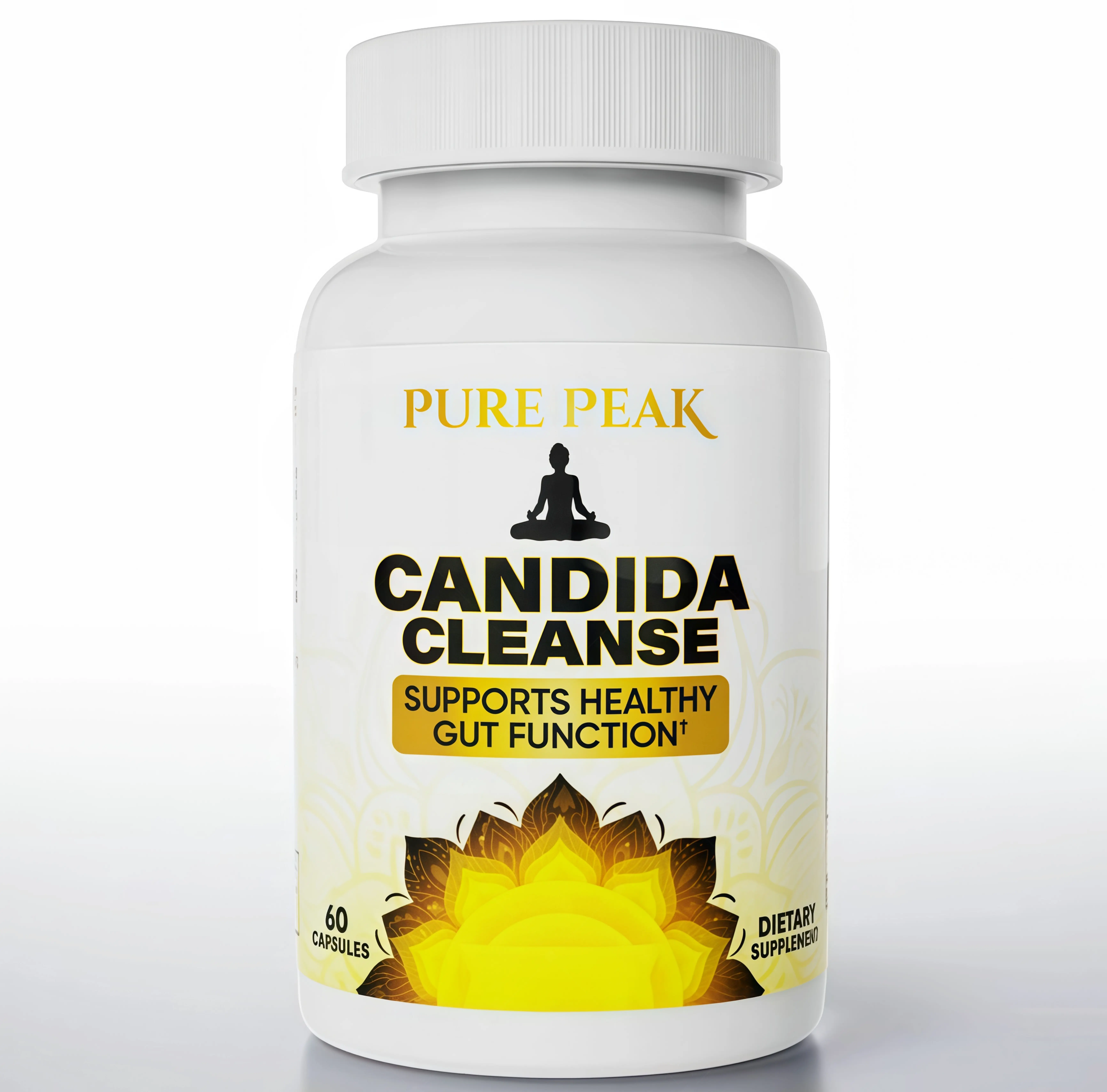 Pure Peak Candida Cleanse Supplement -GR Supports Healthy Gut Function & Intestinal Balance, with Oregano, Caprylic Acid, LactoSpore Probiotics, Wormwood, Black Walnut - 60 Capsules