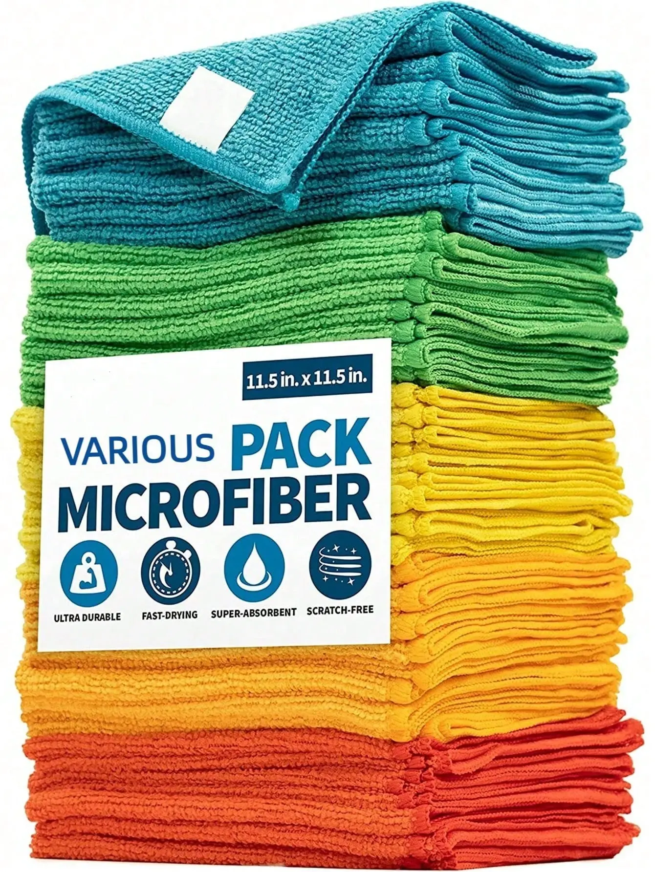10/20-Piece Multicolor Soft Quick-Drying Absorbent Sponge Cloth Pack, Microfiber Cleaning Cloths for Kitchen & Bathroom Home Care Supplies