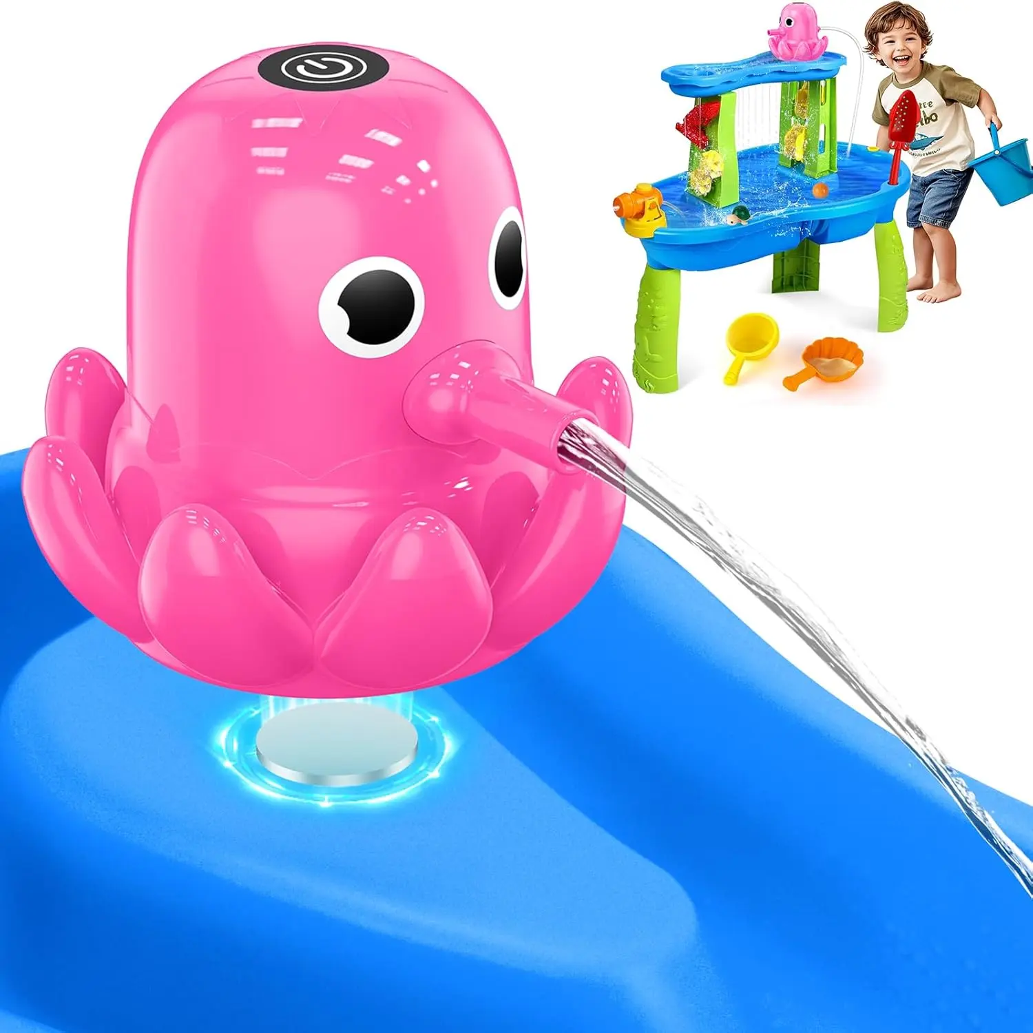 Water Table Pump - Cordless & Rechargeable Water Pump for Water Table with Magnetic Octopus Design, Quick-Install Outdoor Sand/Water Play Toys & Durable Accessories for Toddlers Kids（Table not included）