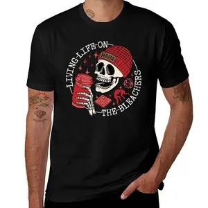 Women's Casual Comfortable Streetwear Skeleton T-Shirt - Living Life On The Bleachers Wrestling Mama Game Day Shirt, Everyday Sports Mom Gift