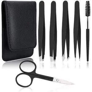 [6+1 PCS] Tweezer Kit, Professional Tweezers Set, Eyebrow Tweezers, Tweezers for Women Facial Hair, Men Women Eyebrow Tweezer Set, Tweezers for Wig Plucking, Ingrown Hair Removal, Splinter