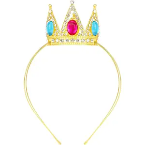P-HDW01    Halloween Princess Party Costume Headpiece Headband Peach Rose Red Blue Rhinestone Crowns