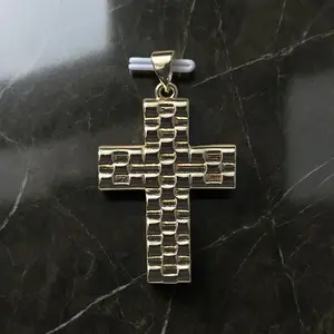 14k Gold Medium Brick Cross