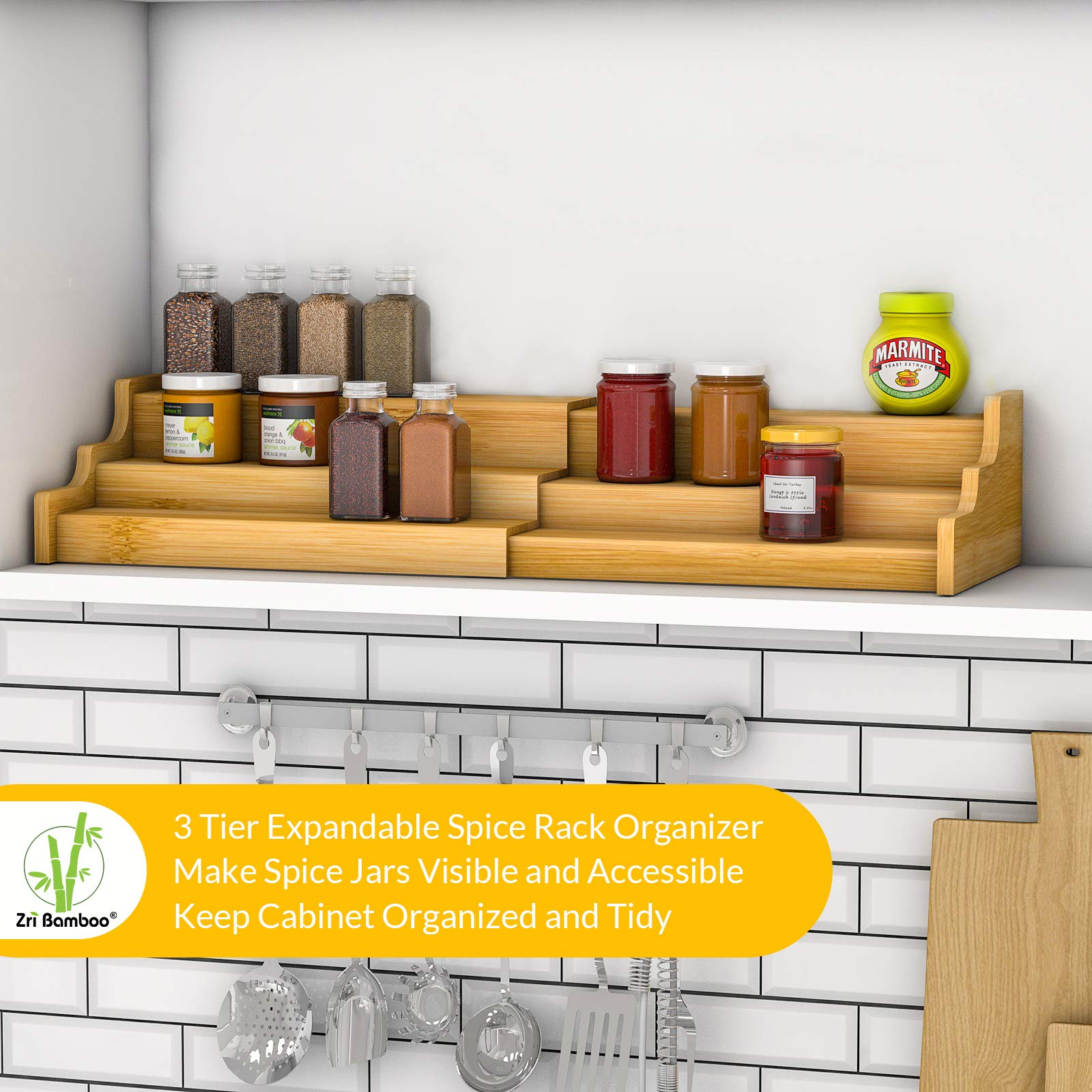 3-Tier Rectangular Expandable Bamboo Can Organizer Racks - Multifunctional, Corrosion-Resistant Canister Storage Holder for Pantry, Desk, Holds Up to 24 Cans, Soda & Canned Goods