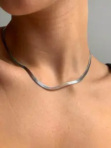 Unisex Stainless Steel Snake Bone Chain Necklace, Casual Fashion Jewelry for All Seasons, Multiple Sizes Available, Perfect Gift