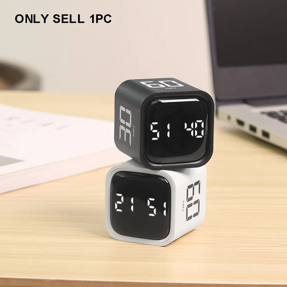 New Gravity Sensing Digital Pomodoro Timer Cube Kitchen Gadgets 5/10/30/60min 3 Volume Adjustable Alarm Clock Custom Countdown