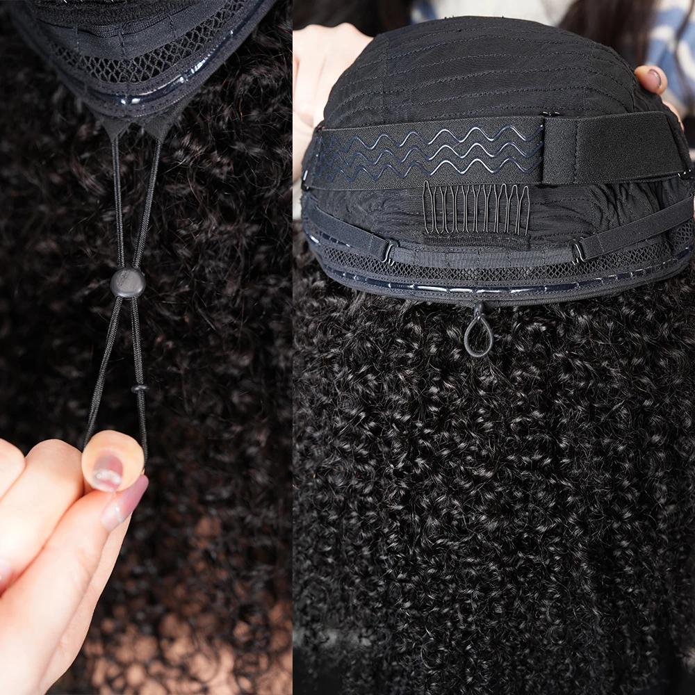 [Half Wig]Bling Hair 12-32 Inch 3 In 1 Half Wigs Human Hair 180 Density Deep Wave Half Wigs Human Hair Seamless Flip Over Deep Curly Human Hair Drawstring Glueless Wig For Women