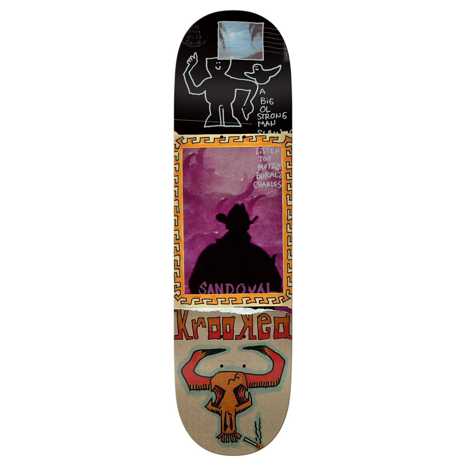 Krooked Skateboard Deck Sandoval Gun Slinger 9.0" x 32.2"