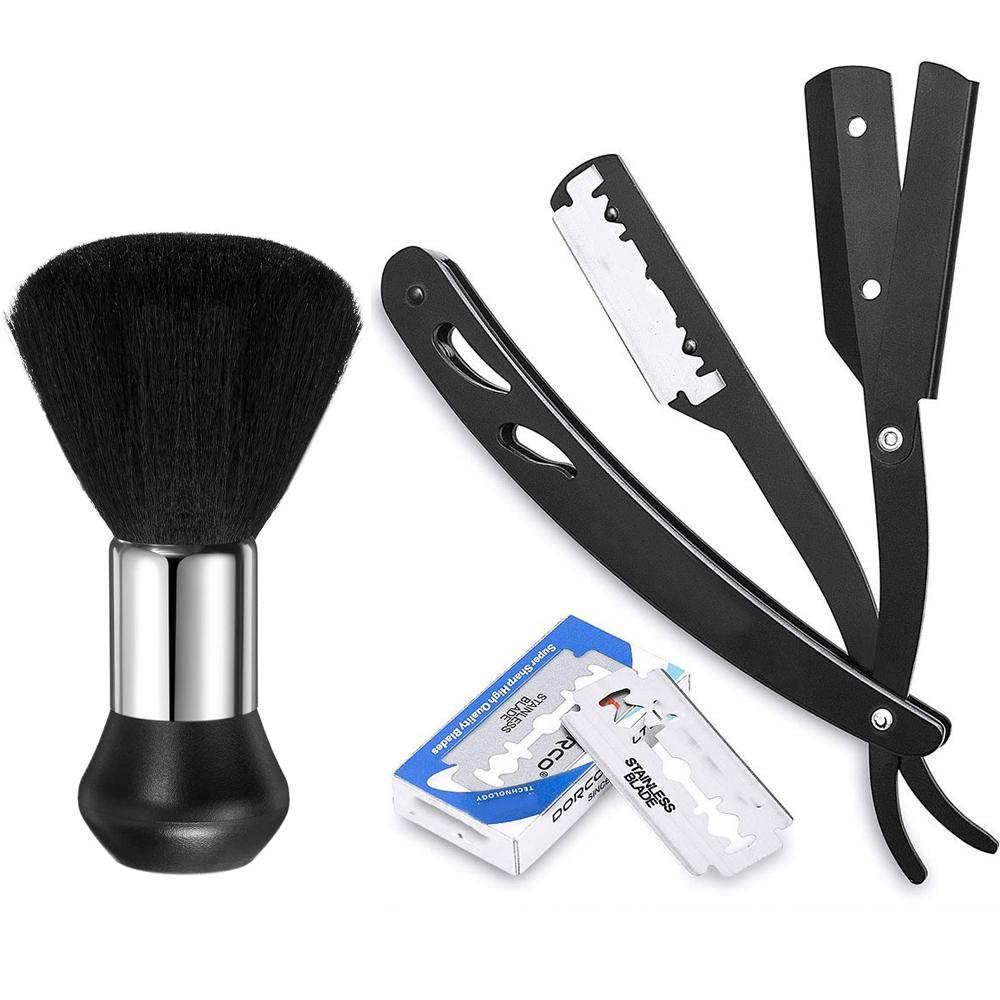 Professional Straight Edge Barber Razor w/ 100 CROWN Single Edge Razor Blades | Straight Razors for Men | Barbershop Accessories | Mens Shaving Knife & Shavette - Black Professional Straight Edge Barber Razor w/ 100 CROWN Single Edge Razor Blades | Straight Razors for Men | Barbershop Accessories | Mens Shaving Knife & Shavette - Black