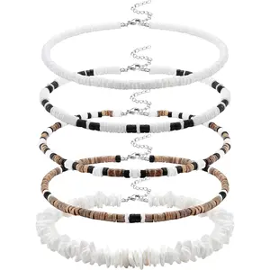 Surfer Necklace for Men Women Puka Shell Necklaces Men Sea Shell Beach Necklace Pookah Shells Choker Necklace 14Inch/16Inch/18Inch