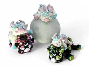 Lunara's Treasure Trove Exclusive Moonie the Moon Cow Dragon Figurine - Chibi Kawaii Style Celestial Aesthetic 3D Printed Articulated Design 6 Inches