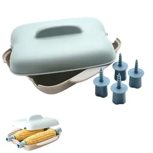 Portable Microwave Corn Steamer with Lid and Handle, Easy-Clean Design, for Fresh Corn, Veggies, Kitchen Office Dorm Cooking (Blue)