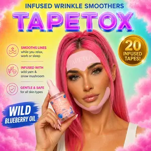 LIVE EXCLUSIVE! 20 infused TapeTox Full Forehead Patches & Remover Oil, pre-cut, wrinkle smoothing, fine lines, collagen boost, anti-aging, firming, lifting, hydration, plumping, forehead patches, Japanese face tape, skin tightening