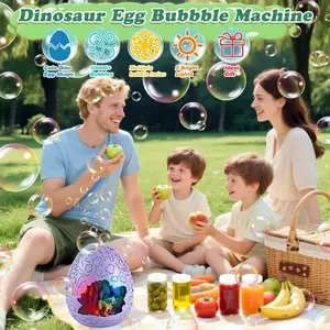 Automatic Dinosaur Egg Bubble Blower for Kids - Light, Music Design - Party Gift for Outdoor Activities