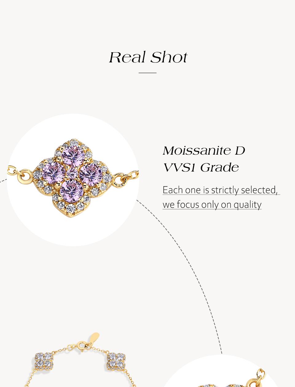 Full Moissanite Diamond Bracelet DVVS1 for Women 925 Sterling Silver Gold Plated Lucky Engagement Wedding Jewelry Gift