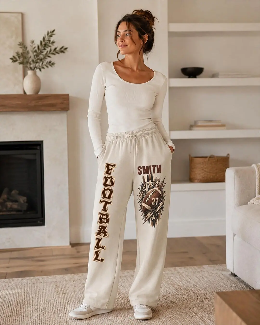 Personalized Football Sweatpants, Custom Name Number Joggers, Team Pride Gift