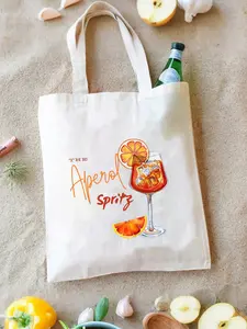 Aperol Spritz Print Tote Bag, Classic, Foldable Shopper Totes, Cute Handbag, For Travel, Commuting, And Everyday Use, For Work, Travel, Shopping, School, Great for Girls, College Students, Office Ladies, Valentine's Day Gifts