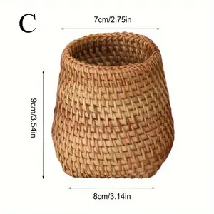 Chic Rattan Pen Holder, Pen Stand, Pencil Holder - Durable, Lightweight Desk Organizer, Stationery Organizer for Home, Office & School | Available in 3 Sizes
