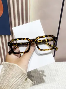 Women's Rectangular Rivet Full Frame Casual Flat Glasses, Y2K Fashion Decorative Eyewear, College Daily Wear, Festival