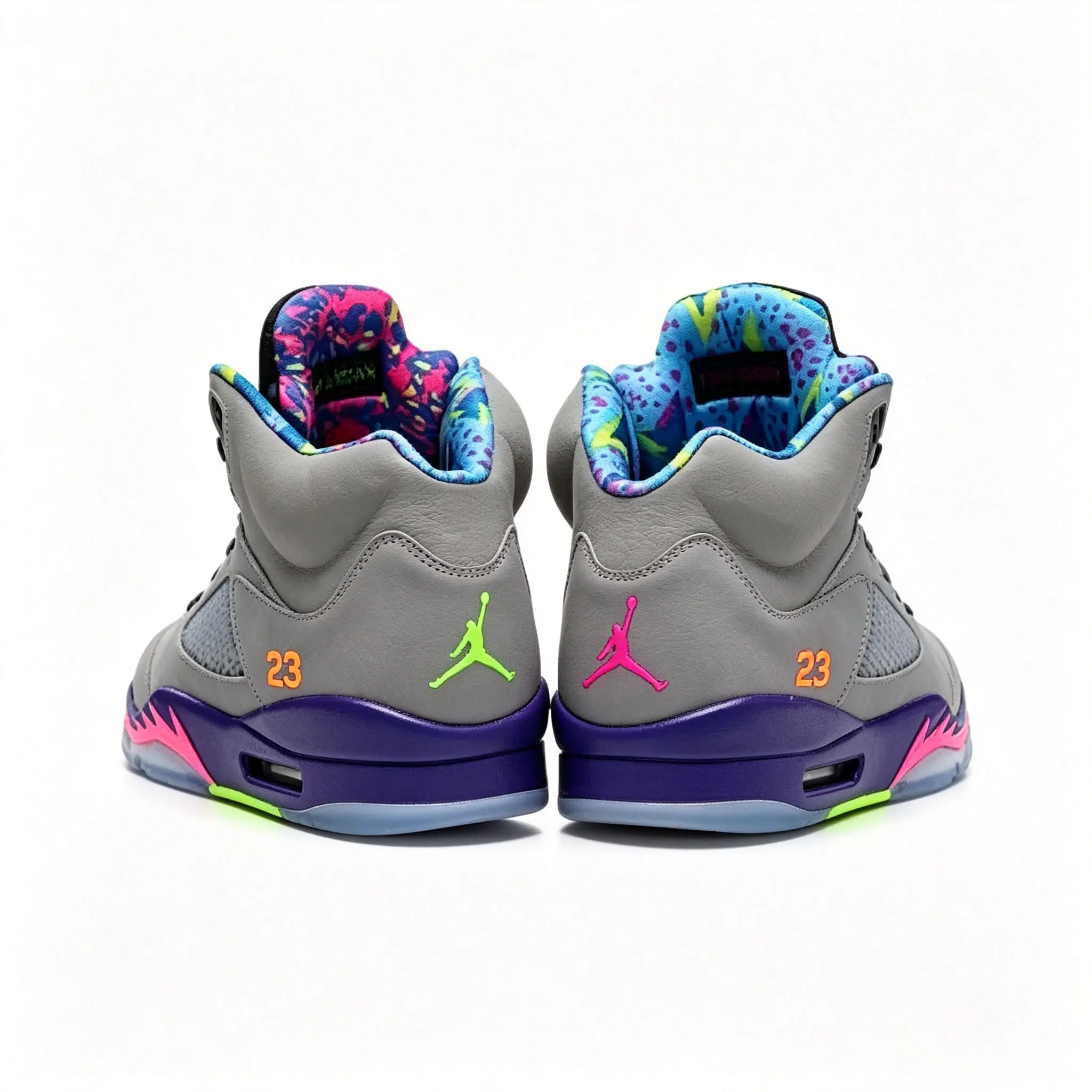 Grey Purple Suede High‑Top Basketball Sneakers Colorful Pink Teal Outsole Retro Street Sports Shoes for Men Women