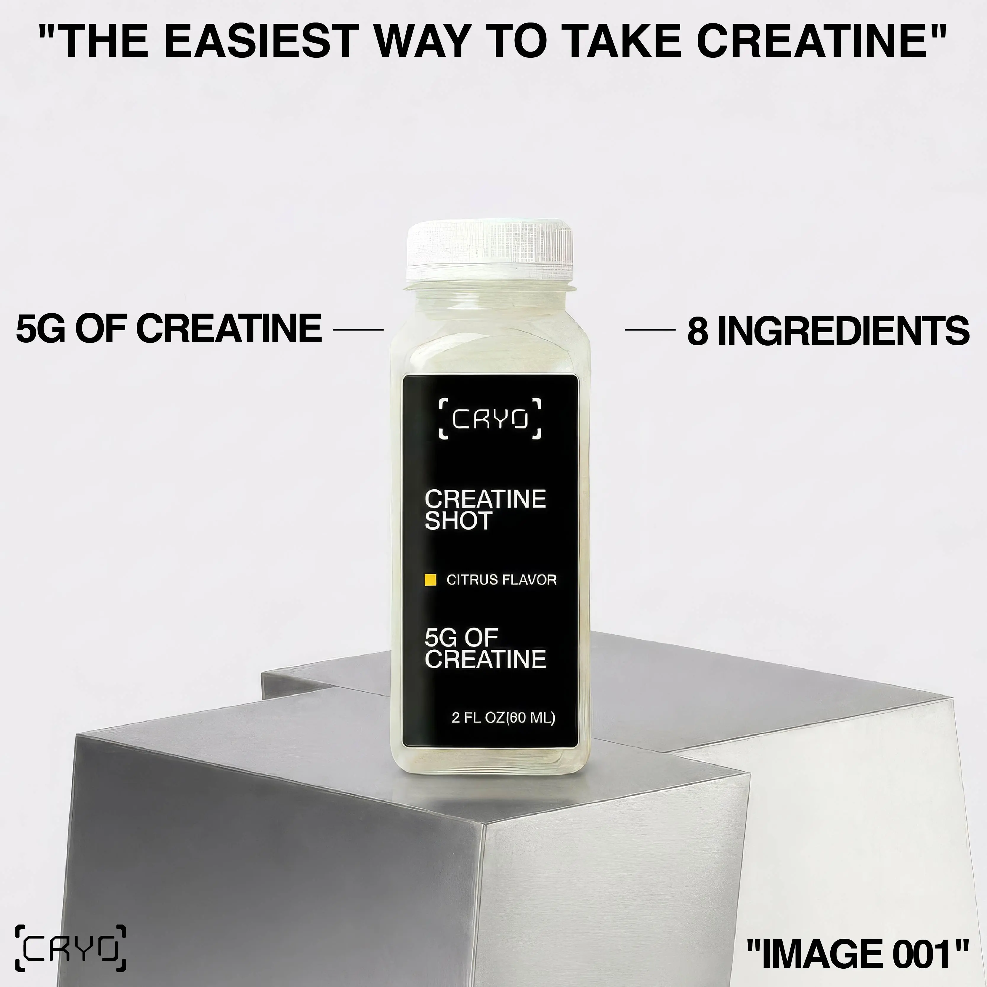 CRYO Liquid Creatine Shots — 14 Pack — 5g Creatine Monohydrate per 2oz Shot — Citrus Flavor — No Mixing, No Prep