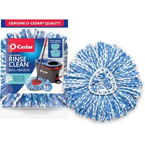 O-Cedar Genuine RinseClean Deep Clean Spin Mop Head Replacement |   Machine Washable |   Reusable |   Microfiber Refill |   40% More Cleaning Power