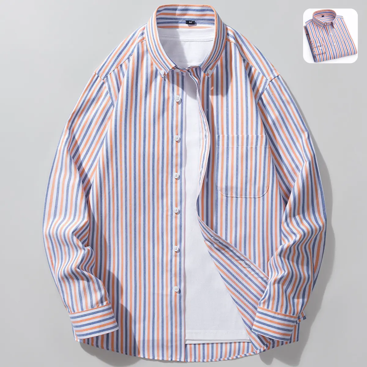 Men's Classic Striped Shirt, Long Sleeve Button-Down Tops, Polished Menswear for a Smart Casual Work and Weekend Look