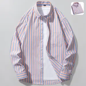 Menswear Collared Long-Sleeve Top, Classic Striped Button-Down Shirt - Polished, Versatile for Work, Casual Moments