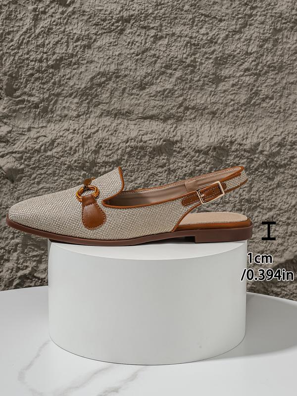Women's Fashionable Square Toe Flat Shoes, Elegant Comfortable Breathable Slingback Shoes for Daily Wear, Casual Trendy Shoes for Women & Girls, Walking Shoes