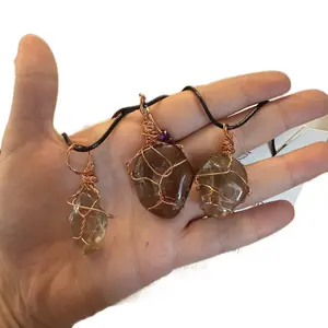 Wire Wrapped Smokey Quartz Necklace for Protection