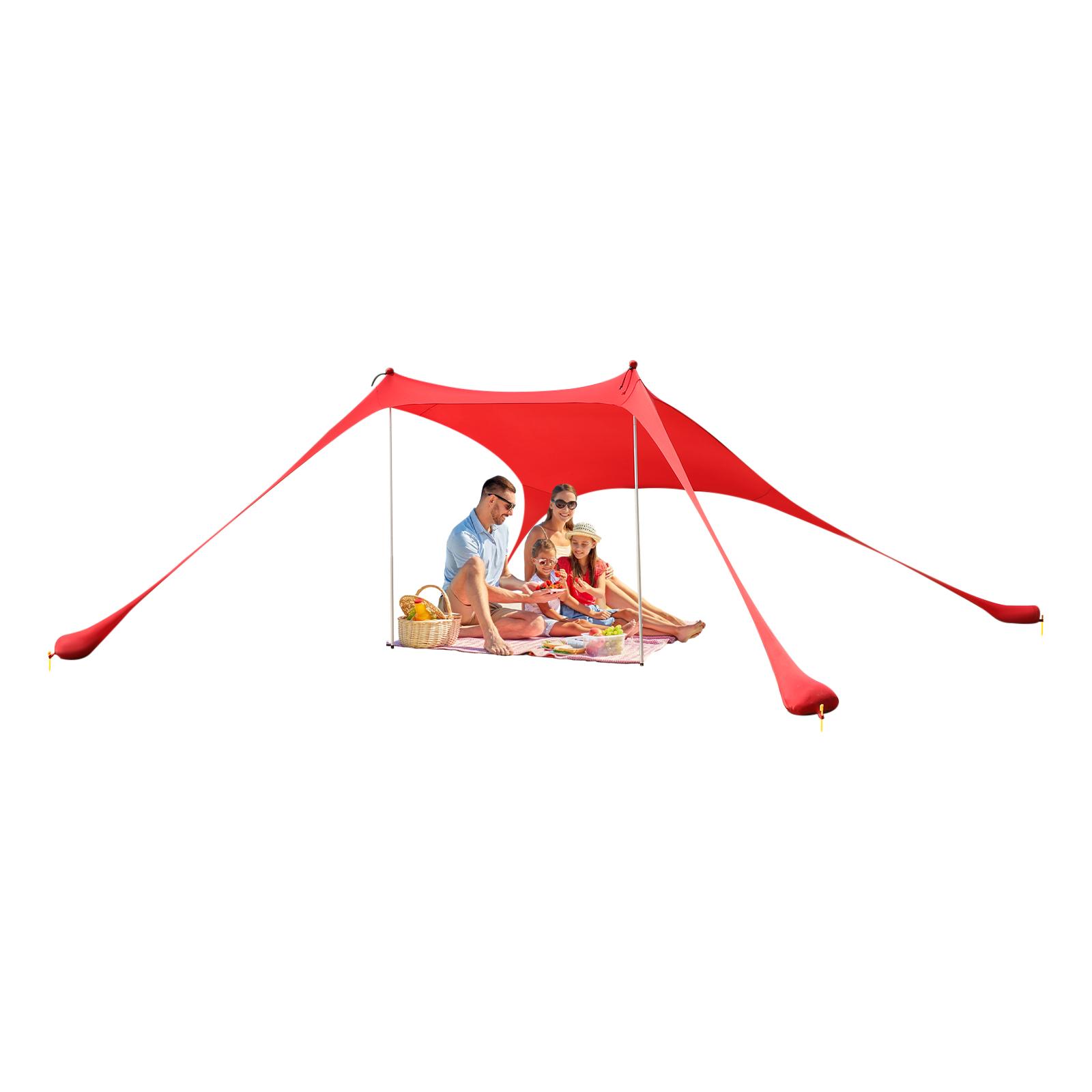 Beach Stretch Tent, Outdoor Tent for Beach Camping,Beach Elastic Sunshade - Red
