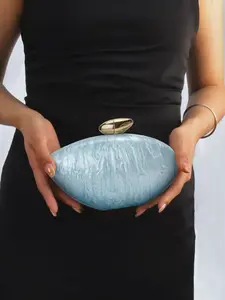 Luxury Acrylic Evening Bag, Designer Mini Handbag, Women's Wallet Case, Chain Shoulder Crossbody, Wedding Party Clutch, Blue Pearl Egg Purse
