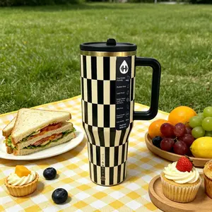 HydroJug Traveler 40 oz Insulated Drinkware Flask - Black-and-White Checkerboard, Vacuum-Insulated, Portable, Large-Capacity for Camping, Gym, Birthdays, Flasks
