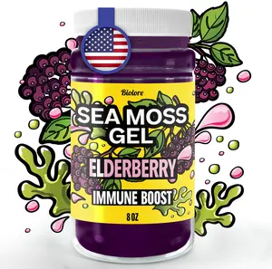Biolore Sea Moss Elderberry Flavor 8oz Sea Moss Gel - Rich in Minerals, Proteins & Vitamins - Vegan Health Supplement Made in USA Natural