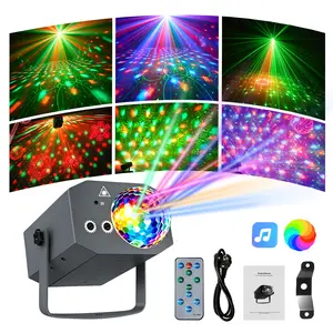 RGB Disco Ball Party DJ Lights with Pattern Projection, Music Activated Stage Lighting for Indoor Home Dance, Karaoke, Birthday Parties, Weddings and Clubs