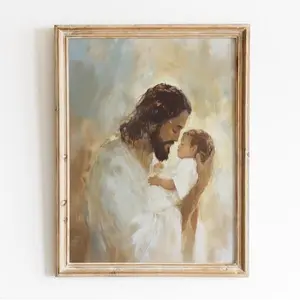 Christ holding baby painting | Jesus and baby Wall Art | Jesus & Child Art Unframed