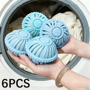 Set of 6 Reusable Laundry Balls for Clothing Cleaning and Lint Removal—Anti-Tangling, Hair-Catching, and Garment-Protecting Wash Balls. Durable Plastic Collectors for Pet Hair and Lint, Suitable for Washing Machines—Ideal for Pet Owners and Households.