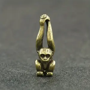 Pure Copper Monkey Keychain Pendant, Unique Jewelry Necklace Accessory, Practical Keyring, Brass Sculpture Decor, Lucky Charm, Home Decoration