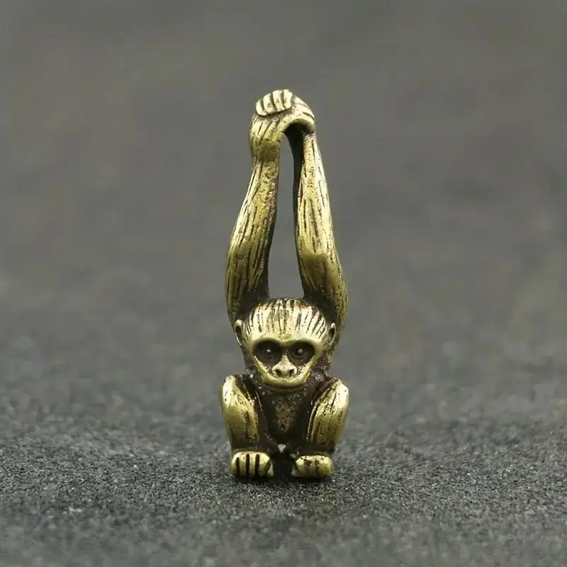 Pure Copper Monkey Keychain Pendant, Animal Pendant, Unique Jewelry Necklace Accessory, Practical Keyring, Brass Sculpture Decor, Lucky Charm, Symbolizing Good Fortune, Home Decoration