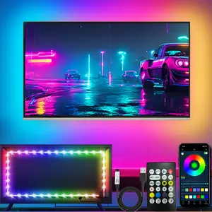 LED Lights for TV, 16.4ft LED Lights for 45-75 Inch TVs, RGB TV Backlight Behind, Music Sync  APP/RF Remote Control Strip Lights USB  for Bedroom/Gaming