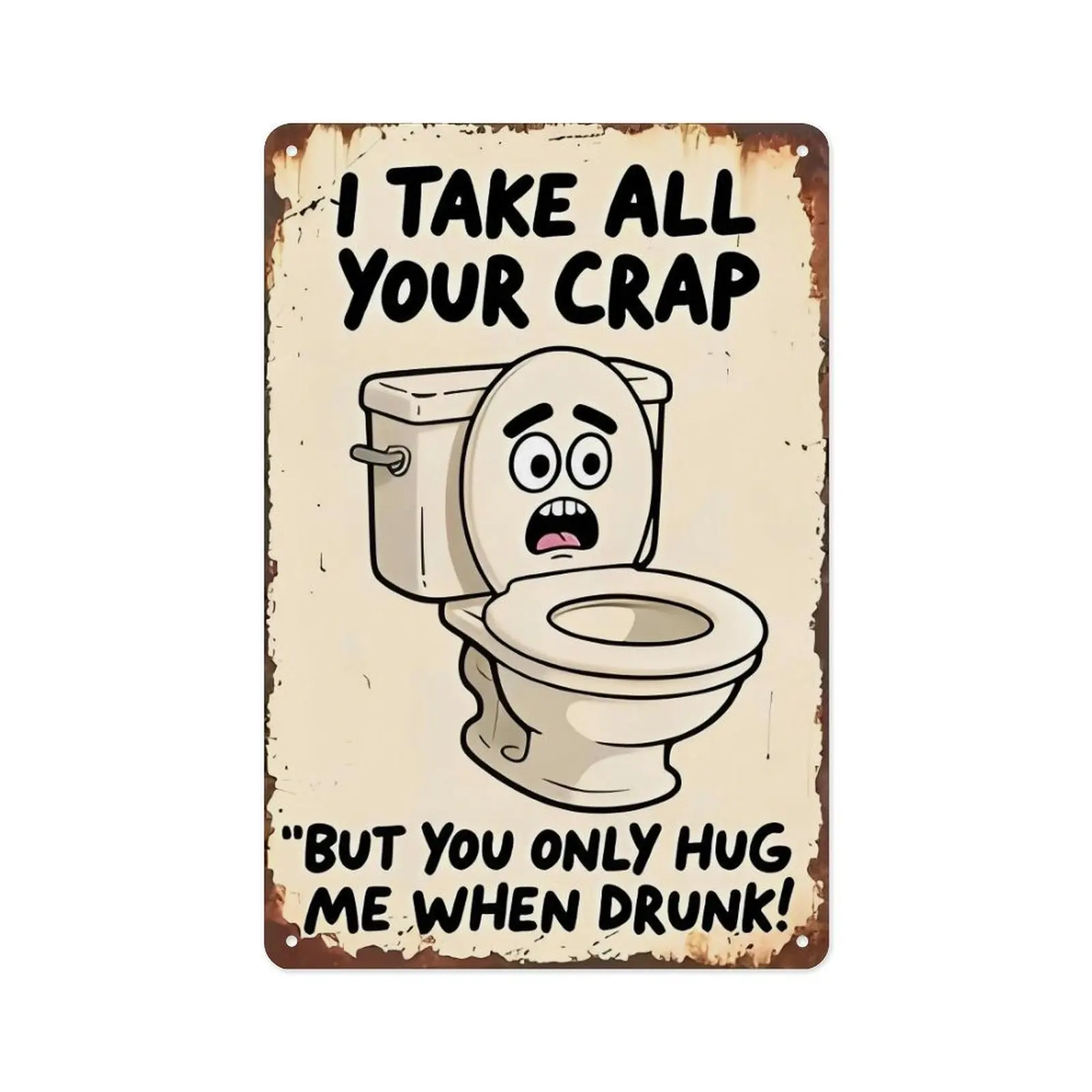 Vintage Aluminum Metal Bathroom Sign - Home Decor Products, Witty Phrase Wall Art, Gag Gifts for Bathroom Home Decor Plaque, Novelty