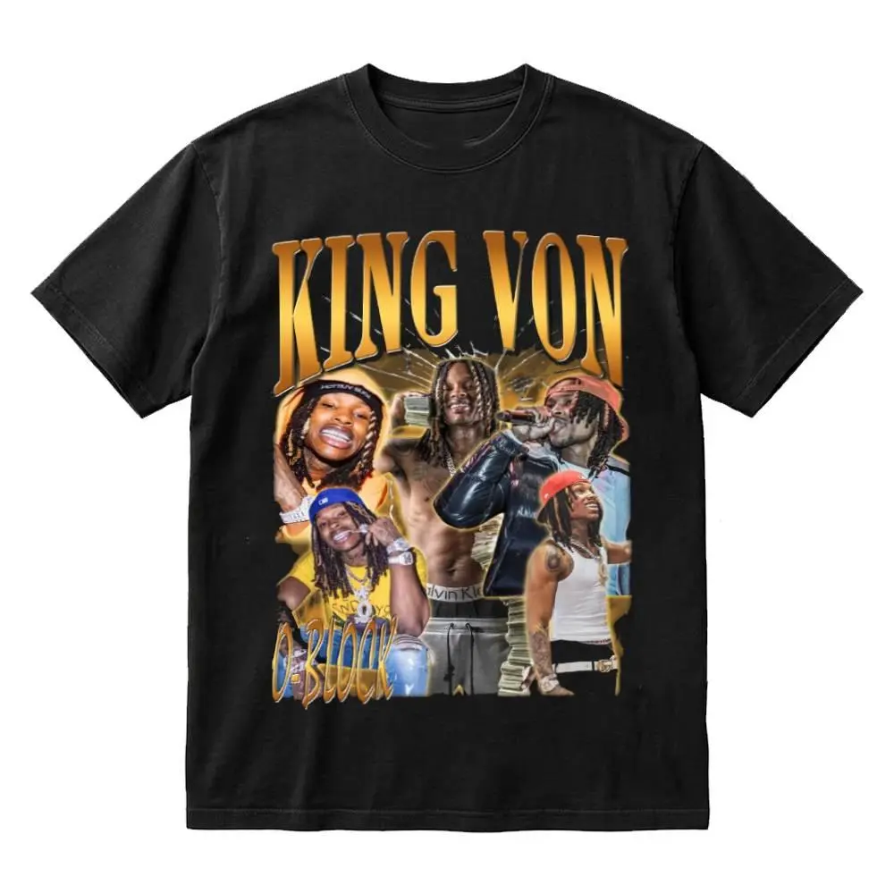 King Von O-Block Tribute Vintage Bootleg Rap Graphic T-Shirt – Vintage Hip Hop Graphic Tee