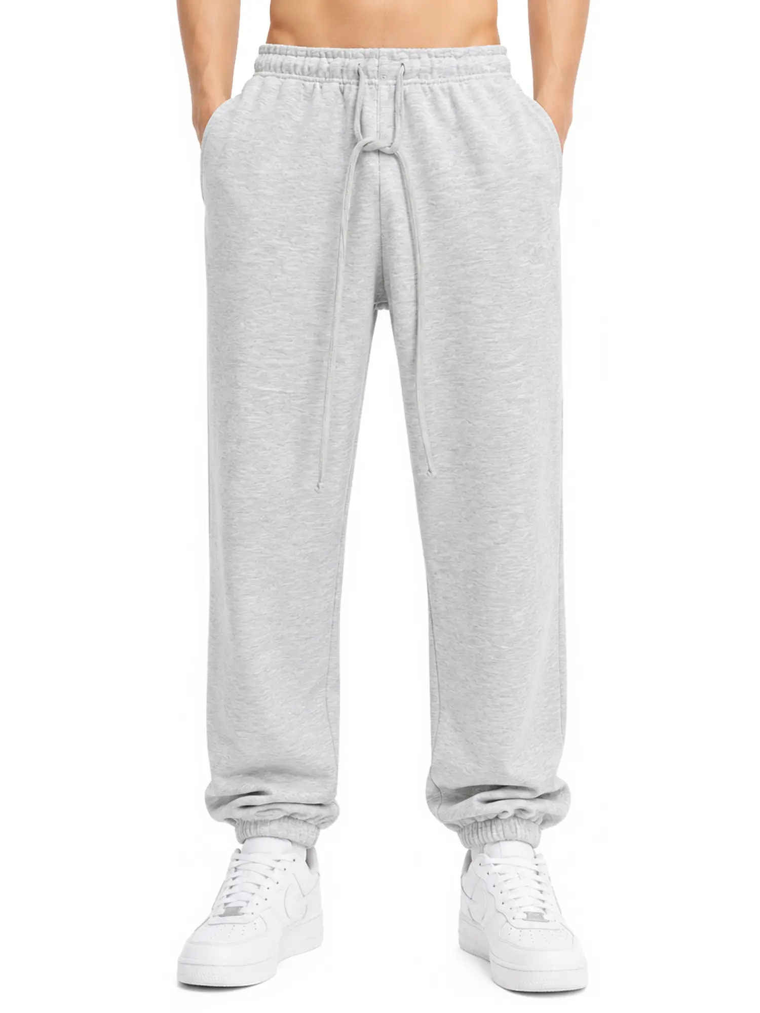 Oversized Baggy Joggers Unisex, Soft Fleece Sweatpants, SS22 Light Grey Cotton Casual Drawstring Pants Daily Streetwear Loungewear Athleisure Style Bottoms