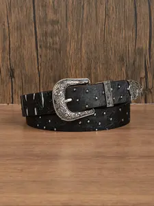 Women's Street Trend Rivet Design Western Belt, Fashionable Crocodile Embossed Belt for Daily Clothing Decor, Trendy All-match & Exquisite Belt for Birthday Gift