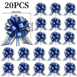 20PCS Large Pull Bow Gift Wrapping Bows, Wedding Gift Blue Ribbon Bow, Party Birthday Holiday Gift Wrapping Bow, Christmas, Valentine's Day Present Decoration Bow (Blue)