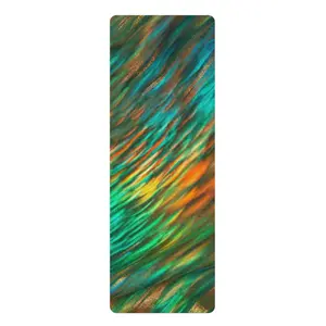 Iridescent Diagonal Flow Yoga Mat, Luminous Abstract Design for Yoga and Pilates
