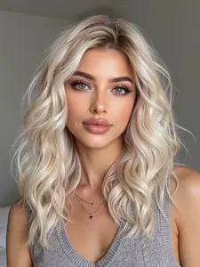 Women's Lace Dye Gradient Wig, High-Density Fiber Texture, Easy Maintenance, Suitable for All Occasions, Medium Length, No Bangs