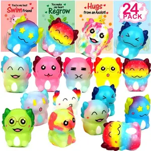 Mochi Squishy Toys for Kids Valentines Day Classroom Exchange Gifts with Valentine Cards Cute Party Favors for Boys Girls Bulk Valentine Gift Ideas for School Class Party Favors