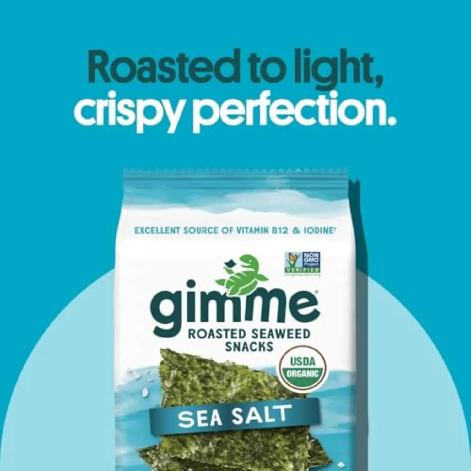 Seaweed Organic Premium Roasted Seaweed Snacks, Sea Salt, 6 Count, Keto, Vegan, Gluten-Free, Great Source of Omega3s and Iodine, Healthy On-The-Go Snack for Kids and Adults